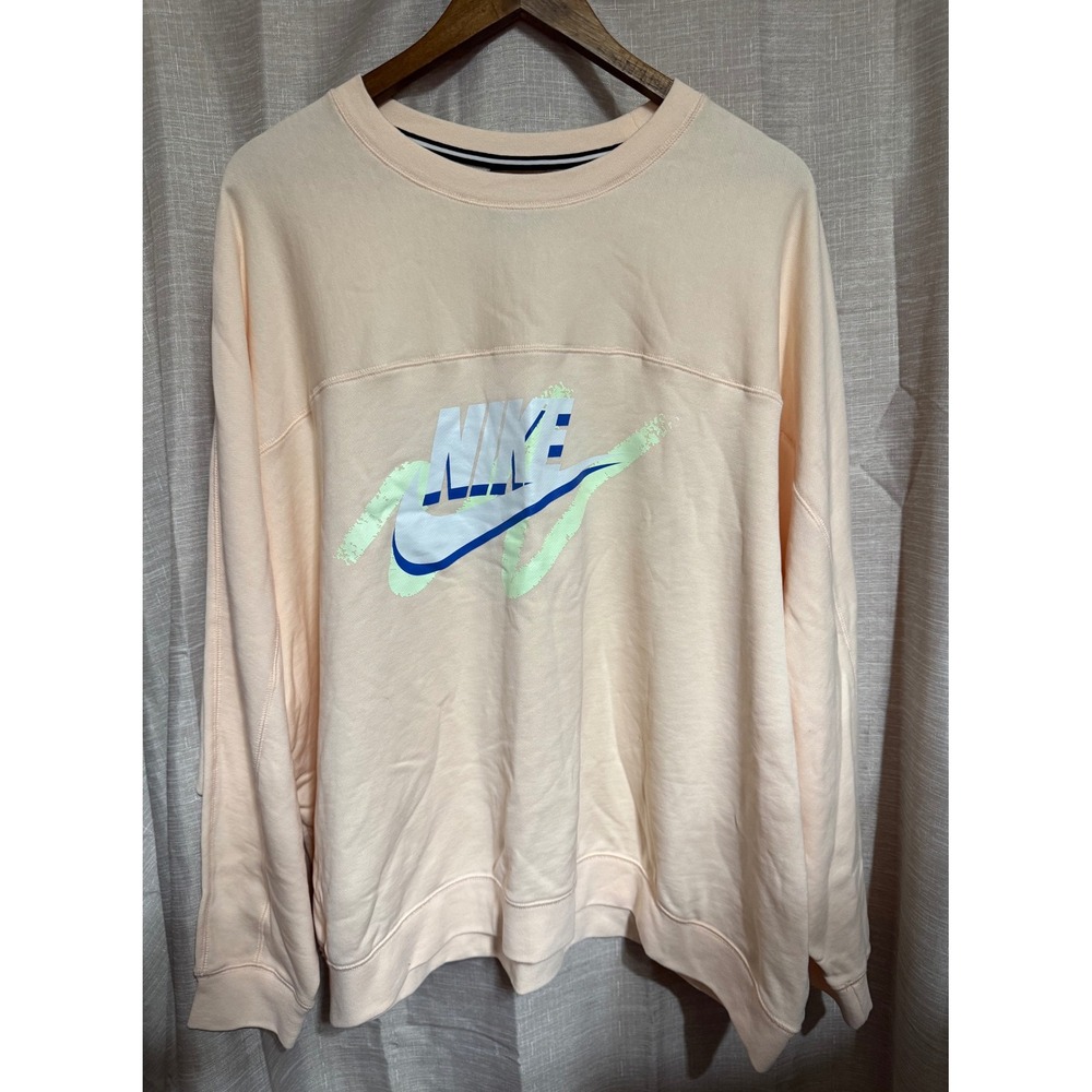NWOT Nike Womens 3X Sweatshirt Peach Pullover Long Sleeve Logo Athleisure